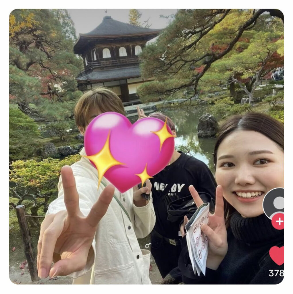 釼持菜乃が男2人と京都旅行をしていた様子